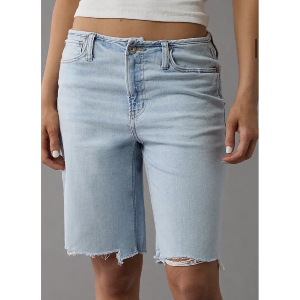 AE 11 Dreamy Drape Stretch High-Waisted Bermuda Jort Jean Shorts Size 12